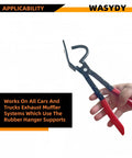 Exhaust hanger removal tool WASYDY with red-handled pliers for rubber hangers, side view