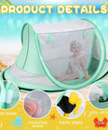 Large Pop Up Baby Beach Tent With Mosquito Net Portable Sun Shade For Travel And Indoor Play, features infant inside.