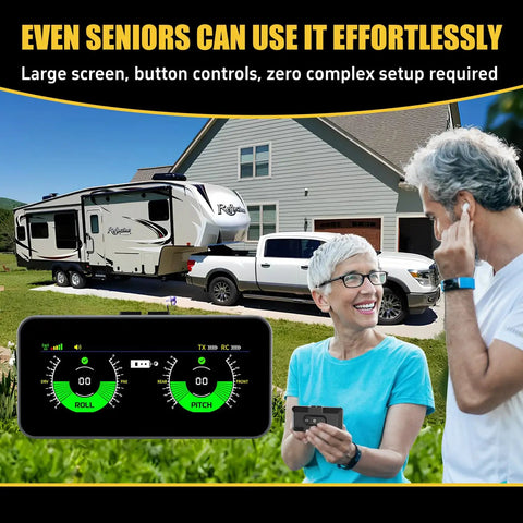 AM50PRO Wireless RV Leveling System With Portable Display, No-Fuss Setup, Drone-Grade 6-Axis Gyro Precision For Smooth Leveling On Any Camp Site, Built-In Bright Screen, RV display
