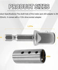 Heavy Duty Trailer Jack Drill Adapter Half Inch Hex Socket For One Inch Drive Shaft Stainless Steel Cordless Drill Attachment