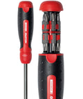 1 Inch 13 In 1 Ratcheting Automotive Driver Bit Set With Pullout Cartridge Red Handle Pro Grade Alloy Steel Shaft