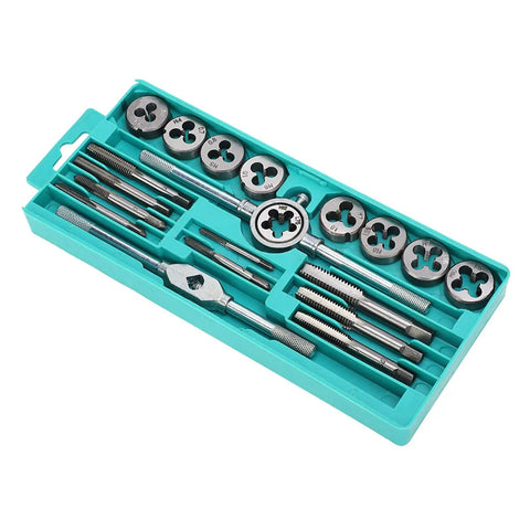 Heavy Duty 20 Piece Metric Tap Die Set With Wrench Rack For Thread Repair And Cutting M3 To M12 bolt and rod kit in case