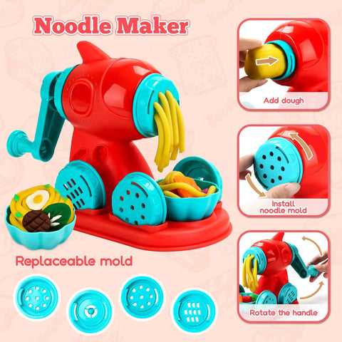 3 In 1 Dough Set With 59 Pieces For Kids Ages 3 And Up Ice Cream Maker Noodle Machine Burger Maker Kitchen Creations Fun Play Toy