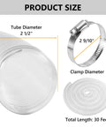 Beefy Heavy Duty Two And A Half Inch Clear PVC Dust Collection Hose 30 Feet With Clamps product size details