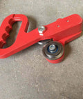 9 Inch Manual Sheet Metal Nibbler Handheld Pull Cutter for steel and aluminum up to 23 gauge, shown in red on a gray surface