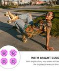 Light Up Quad Skate Wheels Set of 4 with Bearings for Indoor and Outdoor Roller Skates, Iridescent Pink Purple Glow with skater