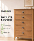 Top Shelf Two Pack Brushed Nickel Bifold Closet Door Knob Backplates Hella Tough Die Cast Zinc Escutcheon Plates with wood dresser.