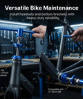Bicycle Headset And Bottom Bracket Press Tool Set, Aluminum Alloy Build With Ball Bearing Design used on bike frame in workshop