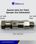 360 Degree Swivel Joint For 1 Quarter Inch Airless Spray Guns Hose Connector, 1/4 NPS male-female nickel-plated swivel joint