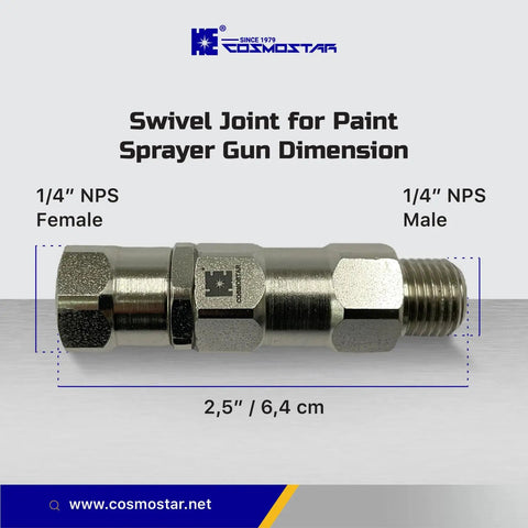 360 Degree Swivel Joint For 1 Quarter Inch Airless Spray Guns Hose Connector, 1/4 NPS male-female nickel-plated swivel joint