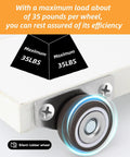 Rigid Side Mount Caster Wheels 1.25 Inch 4 Pack No Swivel With 8 Screws 35 Lb Capacity Per Caster Beefy Low Profile Metal