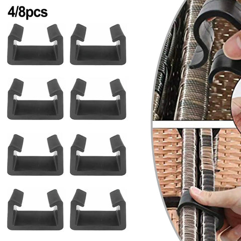 Outdoor Furniture Clips Set for Sectional Sofas, Plastic Patio Sofa Connectors, 8-pack, securing sofa gaps, black clamps