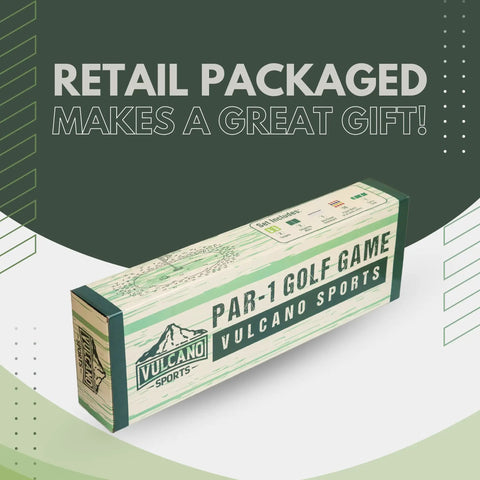 Backyard Golf Cornhole Game For Adults And Men, boxed view, Vulcano Sports packaging, shown as a perfect gift.