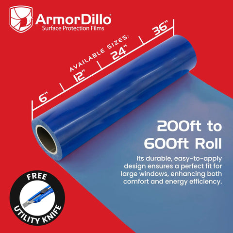 Heavy Duty Pro Grade Window Protection Film Roll 21 Inch By 600 Foot Self Adhesive Glass Covering For Painting And Construction UV