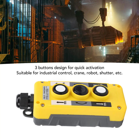 IP68 Rainproof Hoist Crane Push Button Switch Set Up Down Industrial Control Button 3 Button Version COB T2 AC 250V 5A 500V 2A
