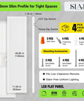 Flat Panel LED Light 1x4 Ft Ceiling Fixture with accessories, slim profile for tight spaces, 33mm thickness, 1190mm height