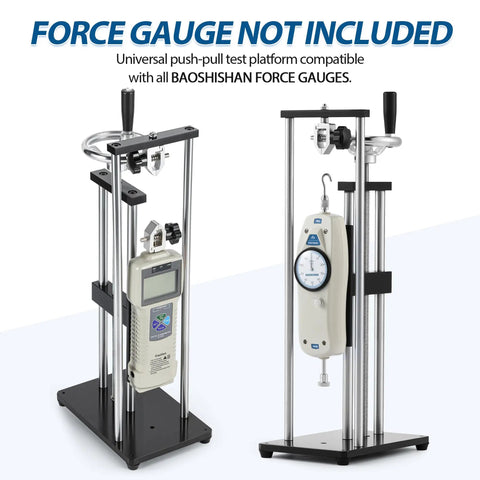 Beefy Manual Force Test Stand With 8.7 Inch Vertical Stroke And Clamp, Heavy Duty Steel Frame, 500N Load Capacity, Handwheel Operated, Portable Bench Mount For Material Testing, 1 Year Warranty And Lifetime Tech Support, with force gauge