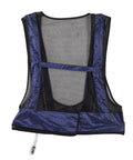 Adult Sleeveless Cooling Vest With Compressed Air Powered Vortex Tube Tech That Slays Kickin Summer Heat And Provides No Sweat Grind Comfort In Cool Cotton Oxford Blend For Peak Chill Factor Blue, back view.