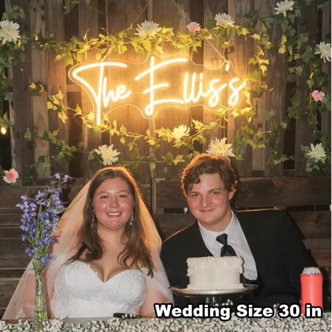 Personalized Neon LED Sign For Weddings And Events, Battery Or Plug Operated Lit Up Name Logo, Wall Decor, wedding size 30 in