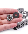 Axial Needle Roller Thrust Bearing in Steel with Two Washers ID 8, 10, 15, 17 mm Heavy Duty Bearing in hand