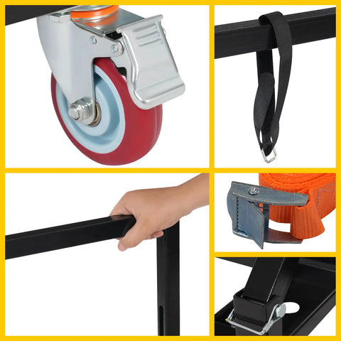 Heavy Duty Folding Drywall Cart 2200 Pounds Capacity Steel Frame With Swivel Rubber Wheels Adjustable Tilt Handle Job Site Badass For Moving Panels And Plywood No Stress Loading