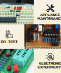Resistor Assortment Kit With 500 Pieces And 50 Values for projects, showing DIY test and appliance maintenance setups