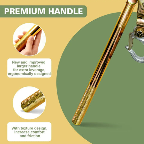 Beefy 4400 Lb Come Along Winch Heavy Duty Hand Cable Hoist, ergonomic gold handle close-up with texture design for grip