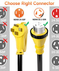 25-Foot 50 Amp Generator Cord With NEMA 14-50P To SS2-50R Or CS6375 Beefy Twist Lock Female Plug connectors illustration