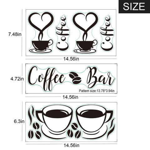 Coffee Signs Wall Decor Sticker Set For Coffee Bar Kitchen Removable DIY Vinyl Decal Wallpaper For Restaurant Home Office