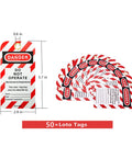 50 Loto tags for 50 Keyed Differing Lockout Tagout Locks With 50 Unique Keys And 50 Tags For Compliance, red with danger warning