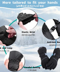 Kids Ski Gloves Cool Warm Winter Thermal Fleece Snow Gear with elastic wrist and anti-lost buckle, Black Size L Ages 12-14