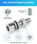 Hex socket head cap bolts with washers and nuts showing precise screw thread for Go To Metric Screw And Bolt Kit With 2000 Pieces In M2 M3 M4 M5 Sizes Including Lock Washers Flat Washers And Nuts 304 Stainless Steel Hex Socket Head Cap Screws For Electronics And DIY Projects Bolts And Nuts Set Silver.