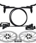 TOBWOLF hydraulic MTB disc brake kit with two 160mm rotors, black aluminum calipers and levers