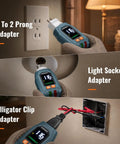 Plug And Play Circuit Breaker Finder With GFCI Outlet Tester and Manual Trip Remote Quick Learn Scan Mode Panel Mapper With Loud Buzzer and Vibe Alerts For Tight Electrical Jams, features 3 adapters- prong, light socket, alligator clip.