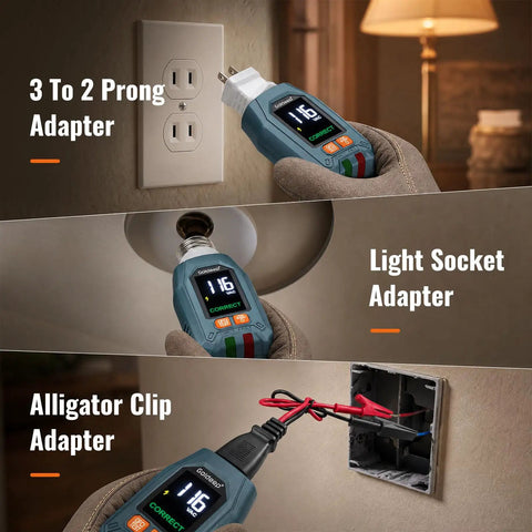 Plug And Play Circuit Breaker Finder With GFCI Outlet Tester and Manual Trip Remote Quick Learn Scan Mode Panel Mapper With Loud Buzzer and Vibe Alerts For Tight Electrical Jams, features 3 adapters- prong, light socket, alligator clip.