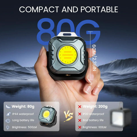 Magnetic Rechargeable Work Light 500 Lumens LED Flood Light Ultra Portable Mini Lamp With 150 Degree Rotating Head in hand