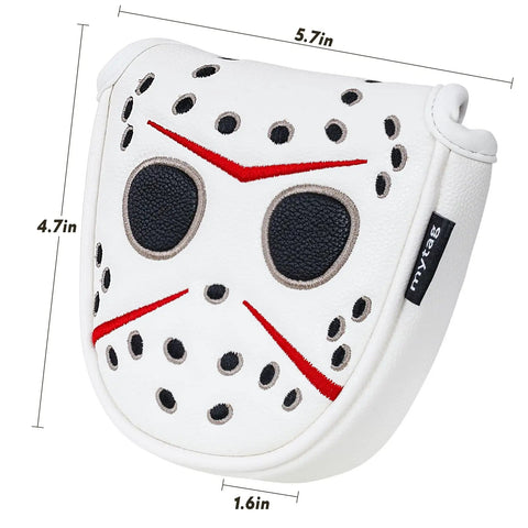 Center Shaft Mallet Putter Head Cover With Hockey Mask Style And Strong Magnetic Closure, Durable Golf Club Protection