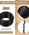 10 Roll 16 Gauge Rebar Tie Wire Kit With Galvanized Anti Rust Baling Wire 984 Feet Total black wire rolls on reel detail