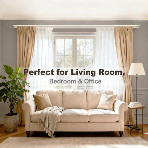Heavy Duty Double Curtain Rod Set For Windows With Aluminum Brackets And Silent Dual Track System Decorative White Curtain Rail For Room Divider Tough As Nails For Bedroom And Living Room Drapes 180 Inch Length on living room window