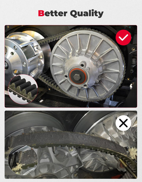 Can Am UTV Drive Belt For Defender Max Sport Trail With Four Layer Chloroprene Rubber Construction, Polyester Cord And Friction Nylon Fabric, Delivers Smooth RPM Engagement And Reliable Performance For Work, Hunting, And Off Road Adventures in CVT pulley