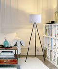 Mid Century Modern Tripod Floor Lamp In Black, Tall Standing Lamp With Adjustable Three Way Lighting To Brighten Living Room