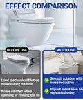 Effect comparison of toilet shock absorbers using High-Performance Medium Viscosity Damping Grease For Washing Machines, Suspension Rods, Toilet Shock Absorbers, Optical Instruments, And Other Mechanical Parts, Rustproof, Waterproof Lubricant With Anti-Corrosion Additives, Temp Range -30C To 180C showing noise reduction and smooth rotation benefits.