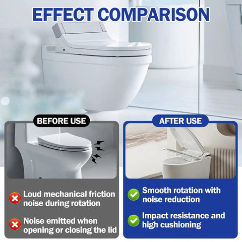 Effect comparison of toilet shock absorbers using High-Performance Medium Viscosity Damping Grease For Washing Machines, Suspension Rods, Toilet Shock Absorbers, Optical Instruments, And Other Mechanical Parts, Rustproof, Waterproof Lubricant With Anti-Corrosion Additives, Temp Range -30C To 180C showing noise reduction and smooth rotation benefits.