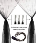 Ultra Large Mosquito Net Bed Canopy For Full Queen King Size Beds Indoor Outdoor Black Curtains And Drapes Patio Gothic Room Decor Screen Netting Canopy For Bed Frame with included ropes for entrance.