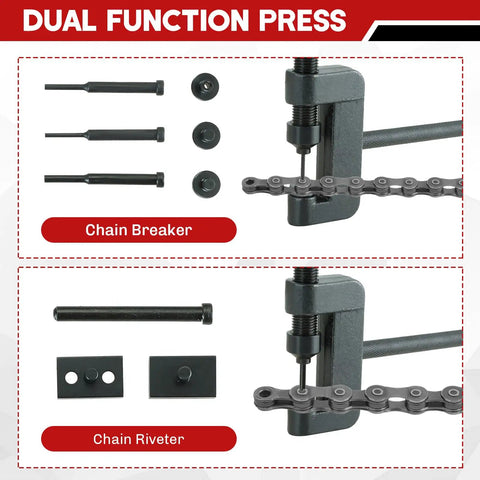 13 Piece Chain Breaker Kit For Motorcycles - Heavy Duty Chain Rivet Cutter and Chain Riveter tools on display