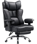Big And Tall Ergonomic Office Chair With Deluxe Embossed Leather Upholstery Foot Rest And Wide Seat For Gaming And Work