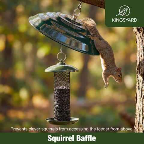 Heavy Duty Metal Weather Shield Dome For Outdoor Bird Feeders, Hanging Squirrel Baffle Rain Guard, 11.5 Inch, Green