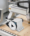Badass 4Th Axis Rotary Cnc Kit With Hollow Shaft 57 Phase Stepper Motor on wood surface for engraving and milling tasks.