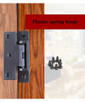 Heavy Duty Built To Last Door Hinges With Spring Hidden Flat Loaded for Cabinets, shown with screws on wood.