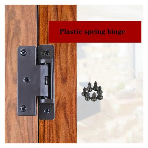 Heavy Duty Built To Last Door Hinges With Spring Hidden Flat Loaded for Cabinets, shown with screws on wood.